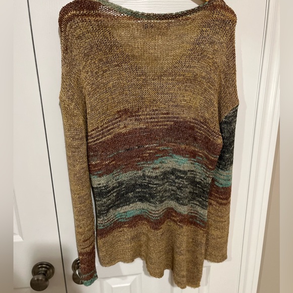 Prana Vignette Asymmetrical V neck Knit Multicolour Sweater Sz L - Picture 4 of 14